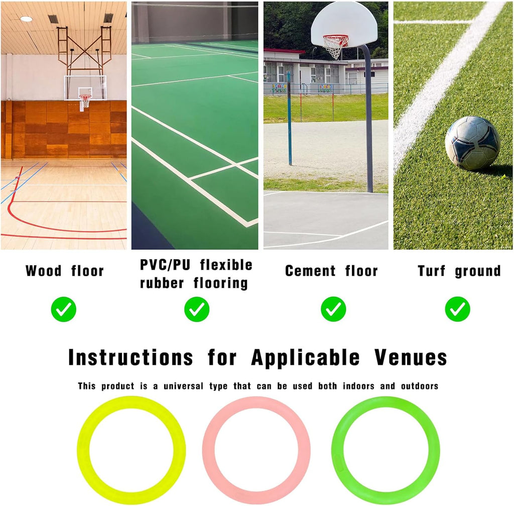 Skiennix Colorful Anti-Slip Speed Rings - 3 Pcs Agility Training Equipment for Basketball Skills