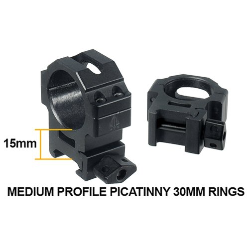 UTG 30mm/2PCs Med Pro Max Strength Picatinny Rings,22mm Wide , Black