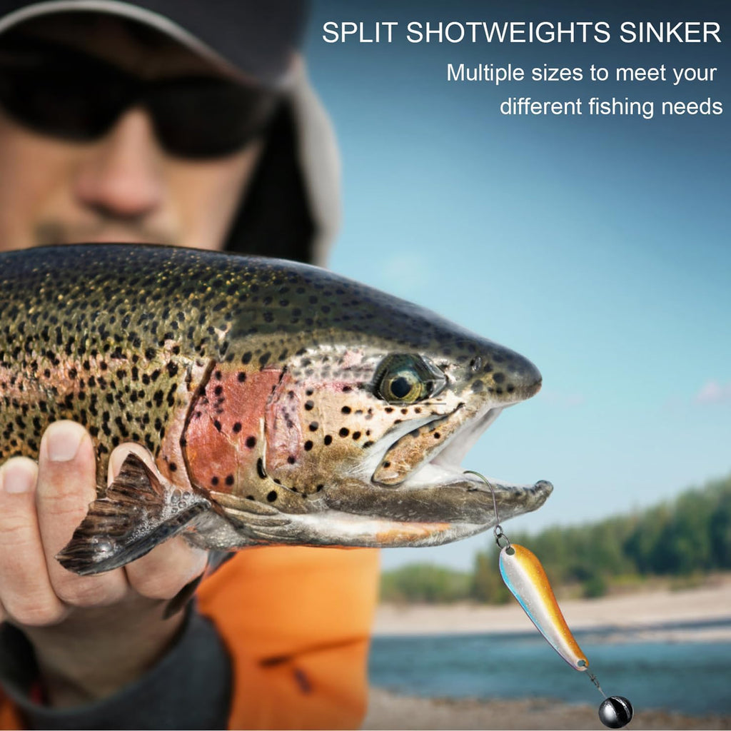 SANWEAL Fishing Weights Sinkers - Premium Split Shot in 120PCS/200PCS - Round Removable in 5/6 Sizes