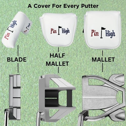 USEiT Putter Cover for Blade and Mallet Style Putters with Magnetic Closure and Embroidered Pin High Design Golf Club Headcovers for Scotty Cameron Taylormade Callaway Titleist Odyssey (Mallet)