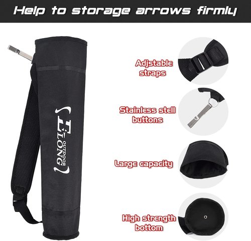 Elong Adjustable Archery Back Arrow Quiver Holder - Upgraded Quiver for Compound & Recurve Bows | Ideal for Youth & Adults