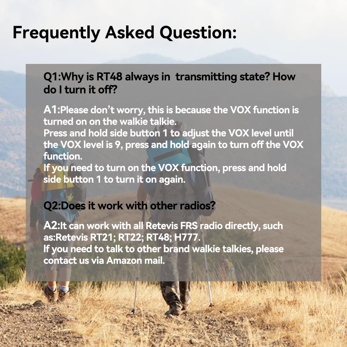 Retevis RT48 IP67 Waterproof Walkie Talkies,Heavy Duty 2 Way Radio,Rechargeable Professional/Business Two Way Radio,1200mAh Battery,VOX,SOS Alarm,for Hiking School Emergency Outdoor Logistics(1 Pack)