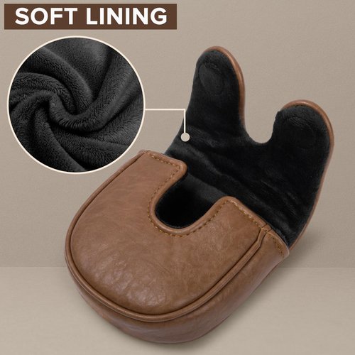 Golf Mallet Putter Cover Headcover, Magnetic Closure Premium Leather Birdie Golf Head Covers Fits Golf DF3 Putter - USA Mallet Putter Headcover (Brown)