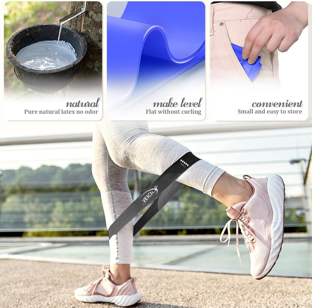 VEICK Resistance Loop Exercise Bands - Set of 5 Elastic Workout Bands for Home Fitness & Strength Training