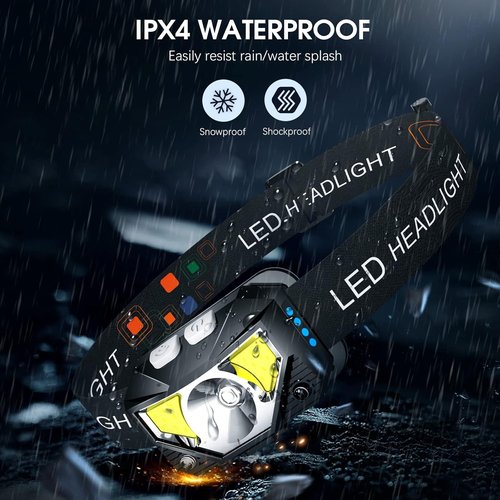LHKNL Headlamp Flashlight - Ultra Bright 6-Pack LED Rechargeable Headlights | Waterproof & Motion Sensor, 8 Modes for Outdoor Activities