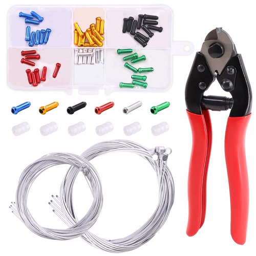 Swpeet Stainless Steel Bike Cable Cutter and Brake/Shift Cable Kit with Crimp Terminals and End Caps