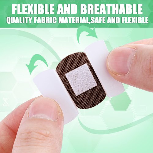 Funtery 200 Pcs Spot Adhesive Bandages 1.2 Inch Flexible Round Fabric Non Latex Small Face Circular Adhesive Bandage for Skin Tone Wound Spots Small Incisions(Dark Brown)
