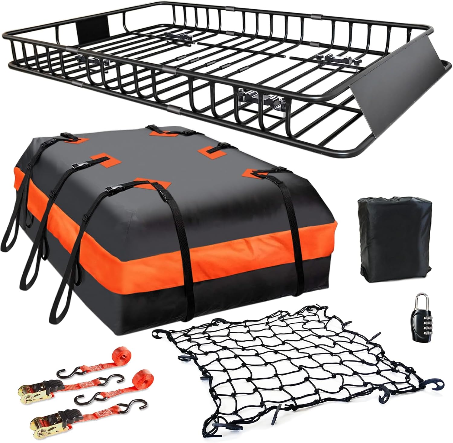 Skiennix Roof Rack Carrier Basket - Waterproof Cargo Bag 20 Cu Ft | Universal Fit, 200 Lbs Capacity