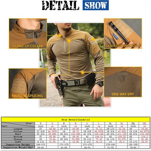 EMERSONGEAR Tactical Quick-Dry Long Sleeve Shirts for Men | Ideal for Airsoft, Paintball & Hiking