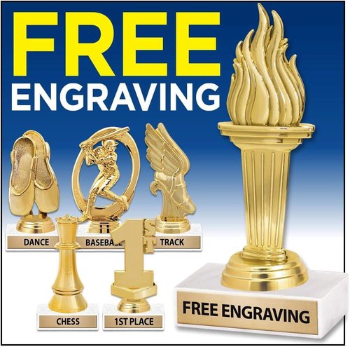 Crown Awards G.O.A.T. Trophy - 6" Gold Trophy on White Marble Base with Custom Engraving