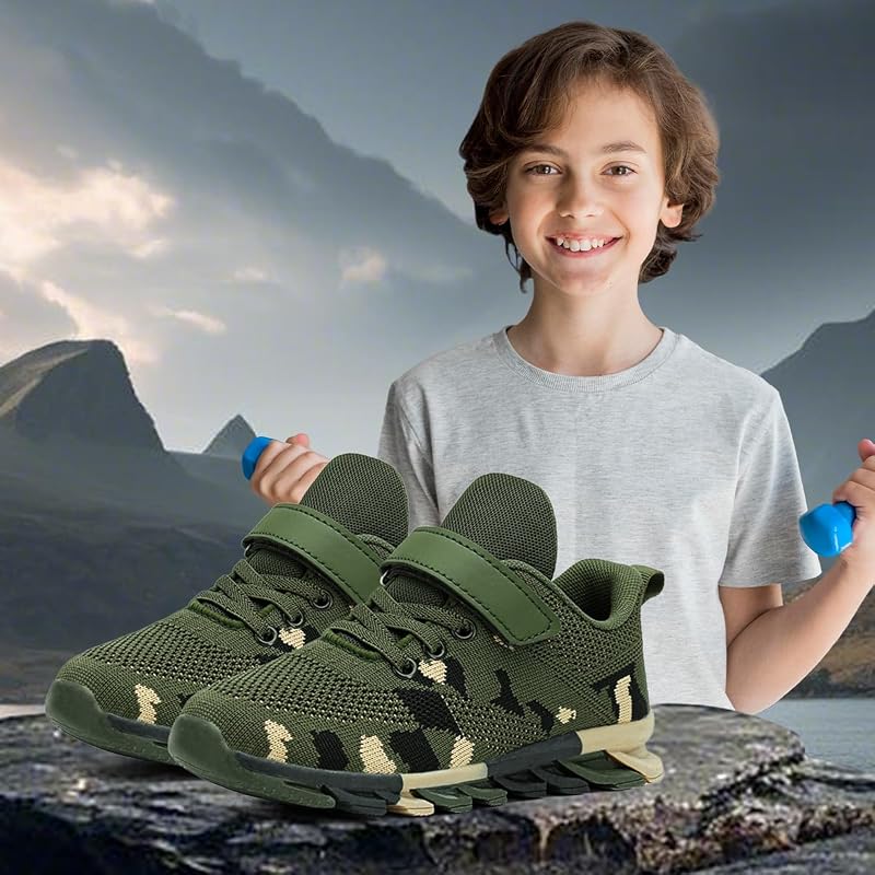 EGMPDA Camouflage Kids Sneakers - Lightweight Breathable Non-Slip Running Shoes, 12 Little Kid