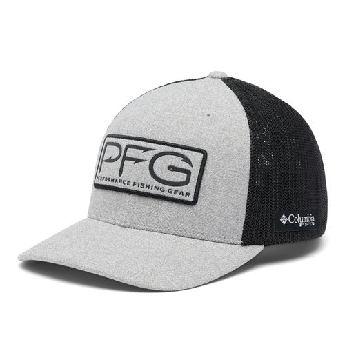 Columbia Unisex PFG Hooks Mesh Ball Cap, Cool Grey Heather/Black, Large/X-Large