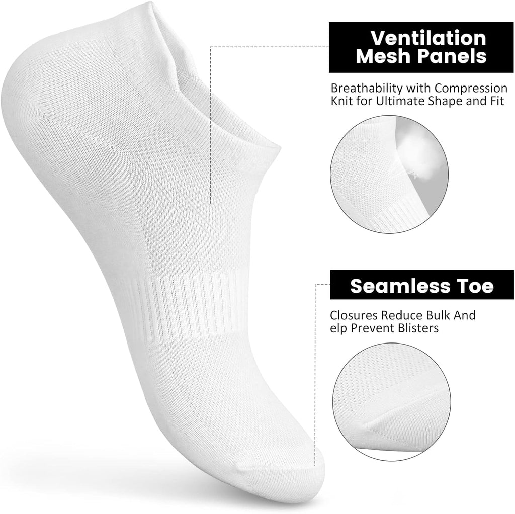 Sallking Women's Ankle Cotton Socks - Soft Low Cut No Show Athletic Socks | 6 Pairs in White
