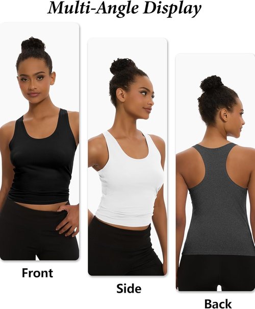 Dalavch Women's Workout Racerback Tank Tops - 5 Pack Spandex Crop for Yoga & Gym Activities