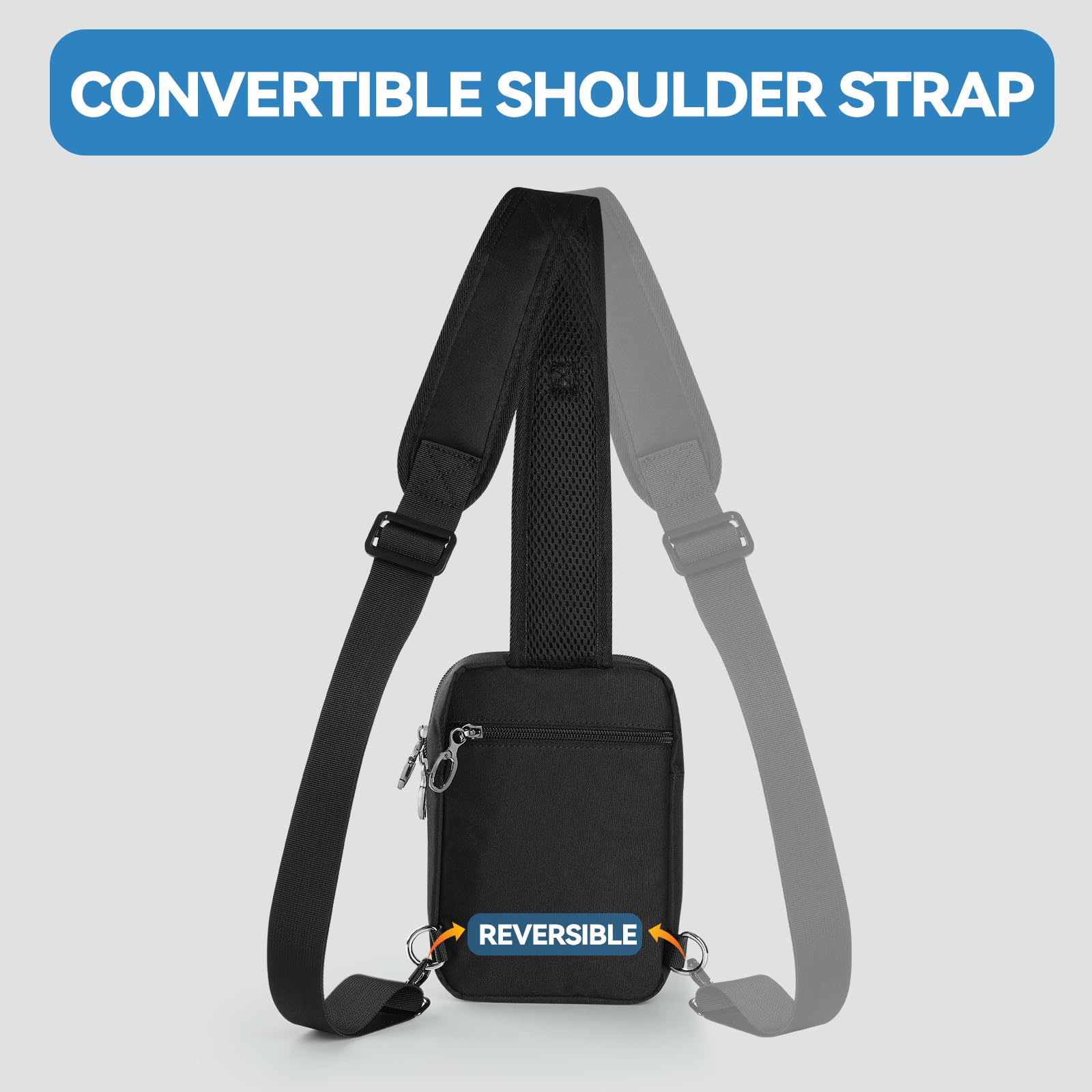 Sling Bag, Tactical Anti Theft Crossbody Bag with Zipper Lock RFID EDC Small Chest Bags for Men Women