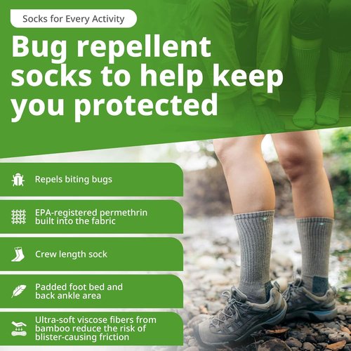 Insect Shield Midweight Hiking Socks - Permethrin Bug Repellent for Men & Women