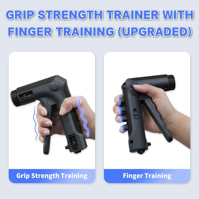 HXD-ERGO Grip Strength Trainer with Finger Exerciser, Adjustable Resistance Hand Gripper, Hand Exerciser with Counting for Muscle Building(10-130 LBS) (Black)