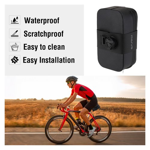 MOSISO Bike Seat Bag, Waterproof Small Bike Tail Bag Bicycle Under Seat Bag, 0.5L Lightweight Bicycle Cuboid Storage Bag Cycling Accessories Pouch for Road Mountain Cycling, Black