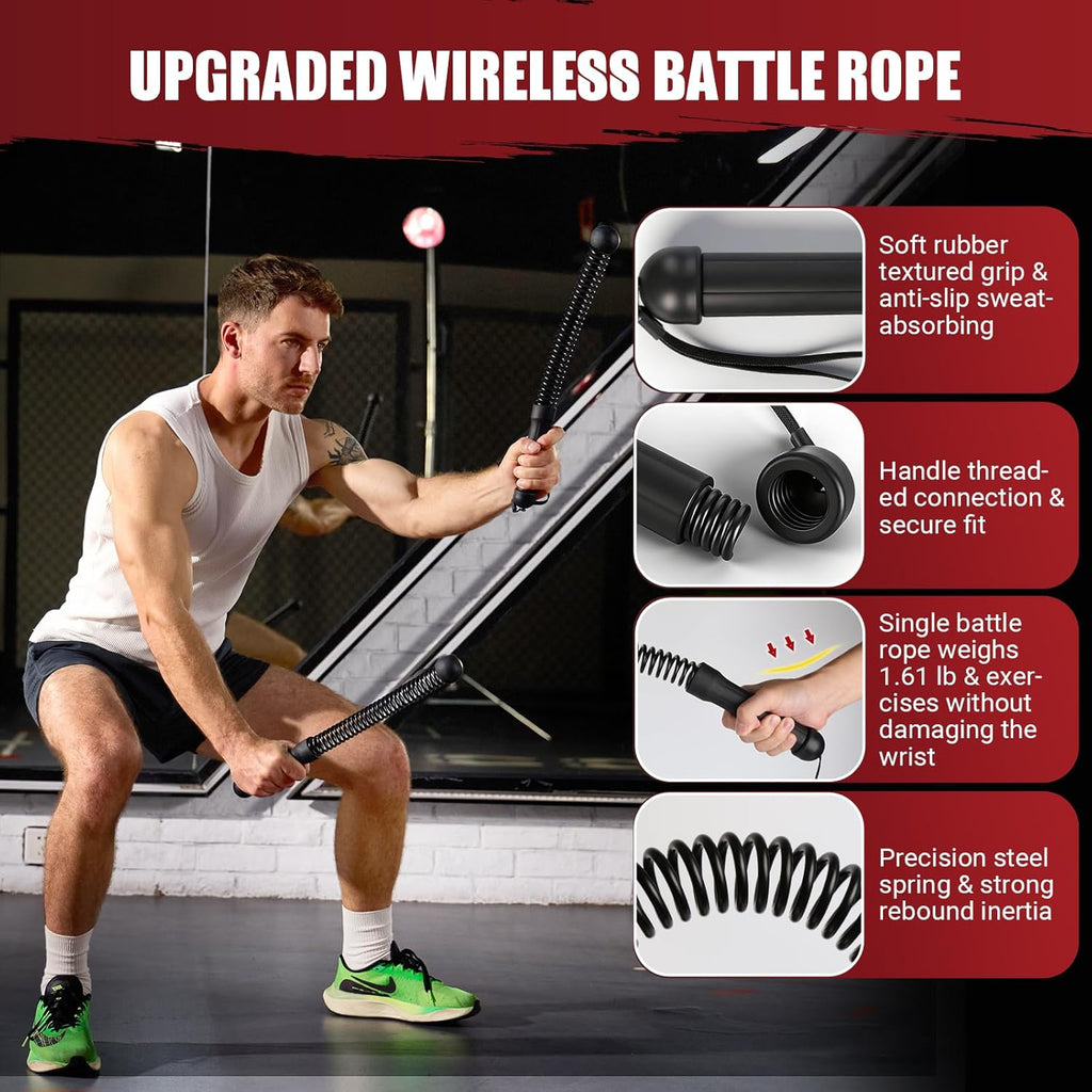 Skiennix Weighted Ropeless Battle Ropes - Heavy Duty Cordless Design for Home Gym | Ideal for HIIT & Strength Training