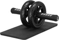 H&S Ab Roller Wheel | Core Workout Equipment with Extra Thick Knee Pad Mat - Dual Glide Wheels