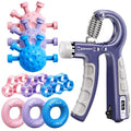 TEAWOO 10-Pack Grip Strength Trainer Kit, Adjustable Forearm Strengthener, 3 Colors Hand Grip Strengthener Balls, Finger Exerciser & Stretcher for Strength Training, Recovery & Flexibility
