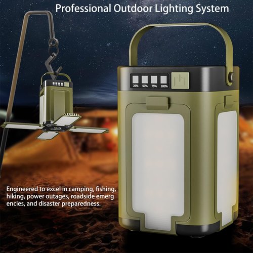 Solar LED Camping Lantern Portable IPX4 Waterproof Camping Lamp Rechargeable with 2000mAh Solar Charging & LED Power Indicator Lantern with 6 Modes Portable Flashlight Tent Lights for Camping Hiking