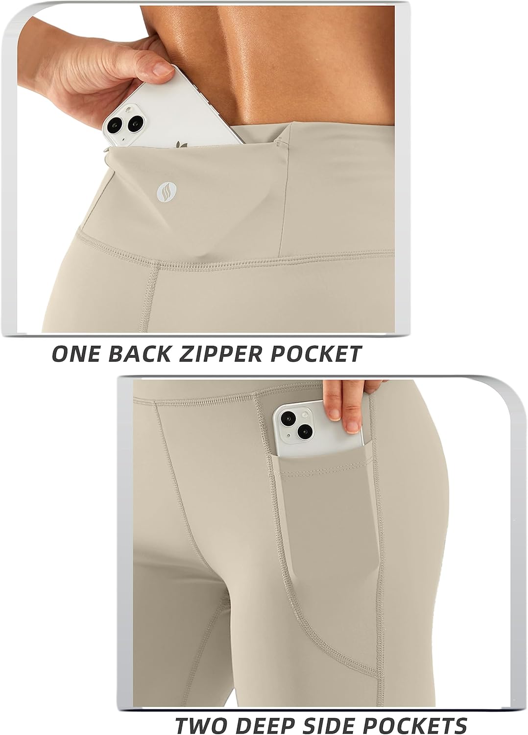 SANTINY Women's High-Waisted Capri Leggings - Knee Length with Pockets for Yoga & Exercise