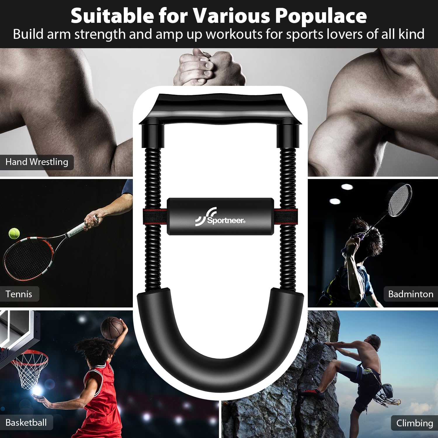 Sportneer Forearm Strengthener - Adjustable Tension Wrist Exerciser for Enhanced Grip Strength | Home Gym Equipment