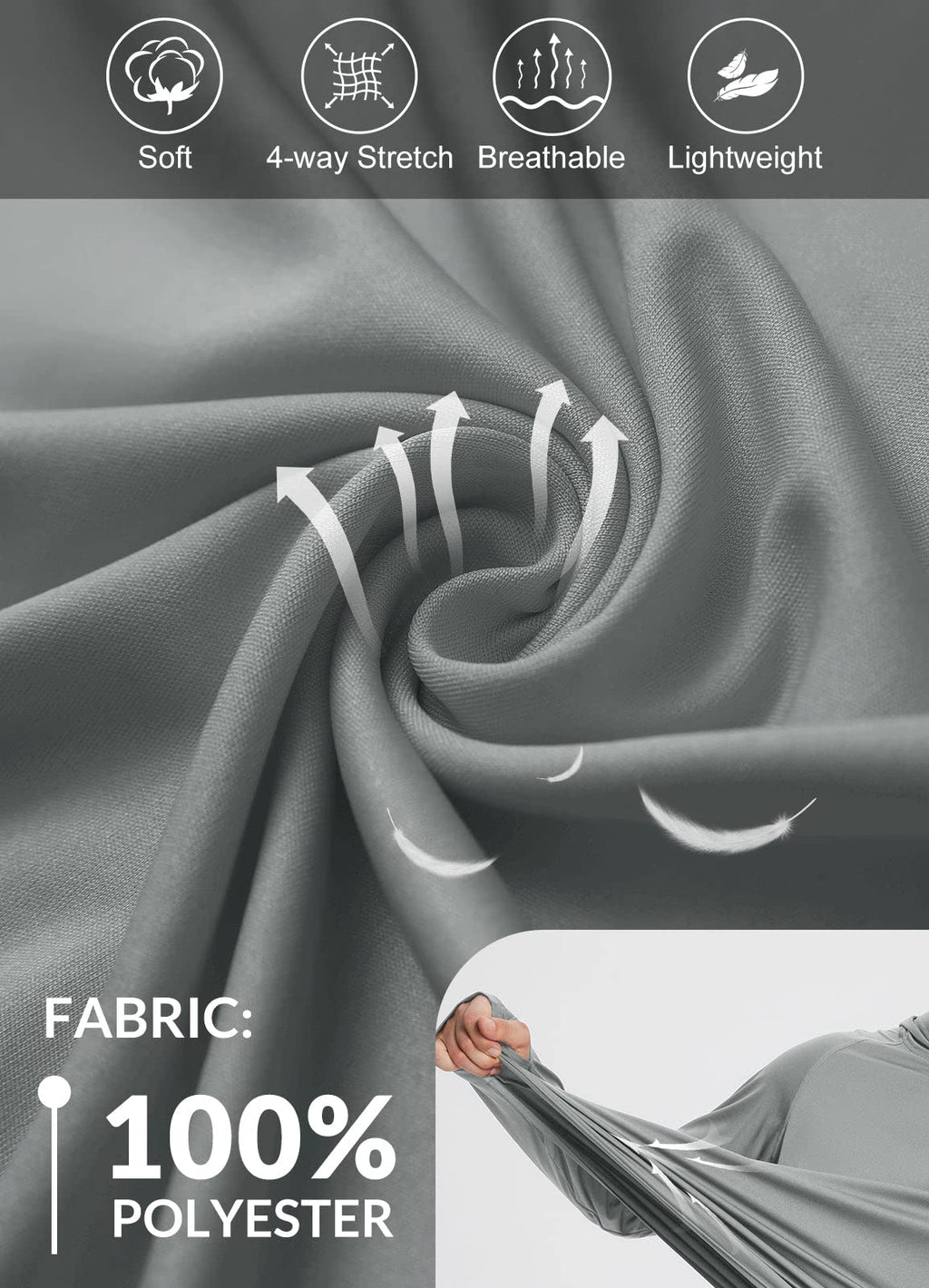 baleaf Men's Sun Protection Hoodie Shirt UPF 50+ Long Sleeve UV SPF T-Shirts Rash Guard Fishing Swimming Lightweight Gray L