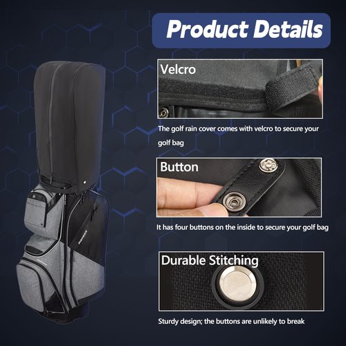 Golf Bag Rain Hood,Golf Bag Cover Club Waterproof Covers Accessories Caddy Head Protector,Accessory Zipper Protective Dustproof Top Rainproof for Mens Women Golfer,Tour,Stand Bags