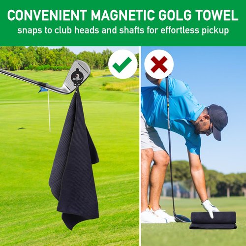 ACCTOLF Magnetic Golf Towel, Magnetic Towel for Golf Bag, Microfiber Fabric Towels Industrial Strength Magnet for Strong Hold to Golf Carts, Clubs or Golf Hub, Golf Equipment for Golf Lovers