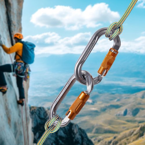 SOB Heavy-Duty Steel Carabiners 2 pcs-27 kN – Auto-Locking Climbing Carabiners with Industrial Strength for Keychains, Outdoor Equipment, Backpacks, Hiking, and Camping