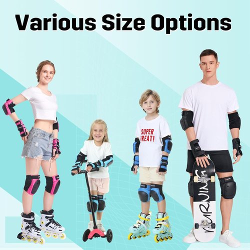 Forzueby Protective Gear Set - Adult & Kids Knee Pads, Elbow Pads, Wrist Guards | 6-in-1 for Skating & BMX