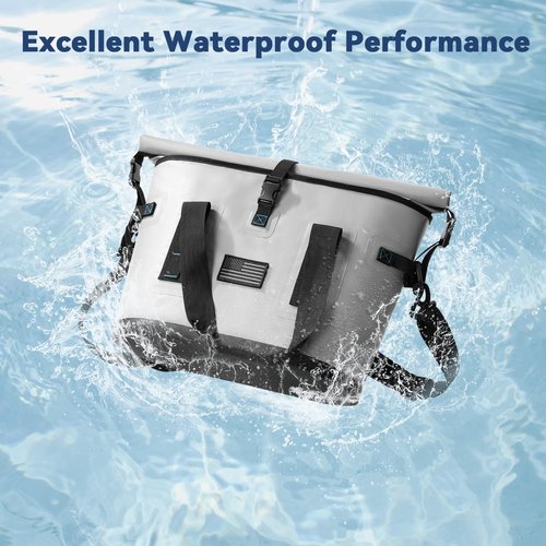 40 Can Large Soft Cooler Bag - Insulated Leak - Proof Cooler Bag with Roll-Top Waterproof Seal | Portable for Travel Camping, Shopping, Beach, Boating | 12HR Cold Retention Comes Freezer Packs*5