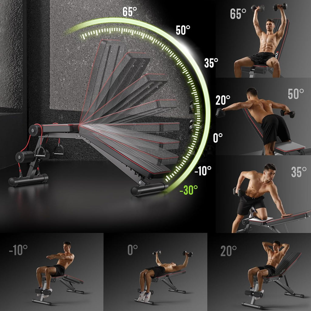 Skiennix Adjustable Folding Weight Bench - 660 lbs Capacity | Multi-Functional Home Gym Equipment
