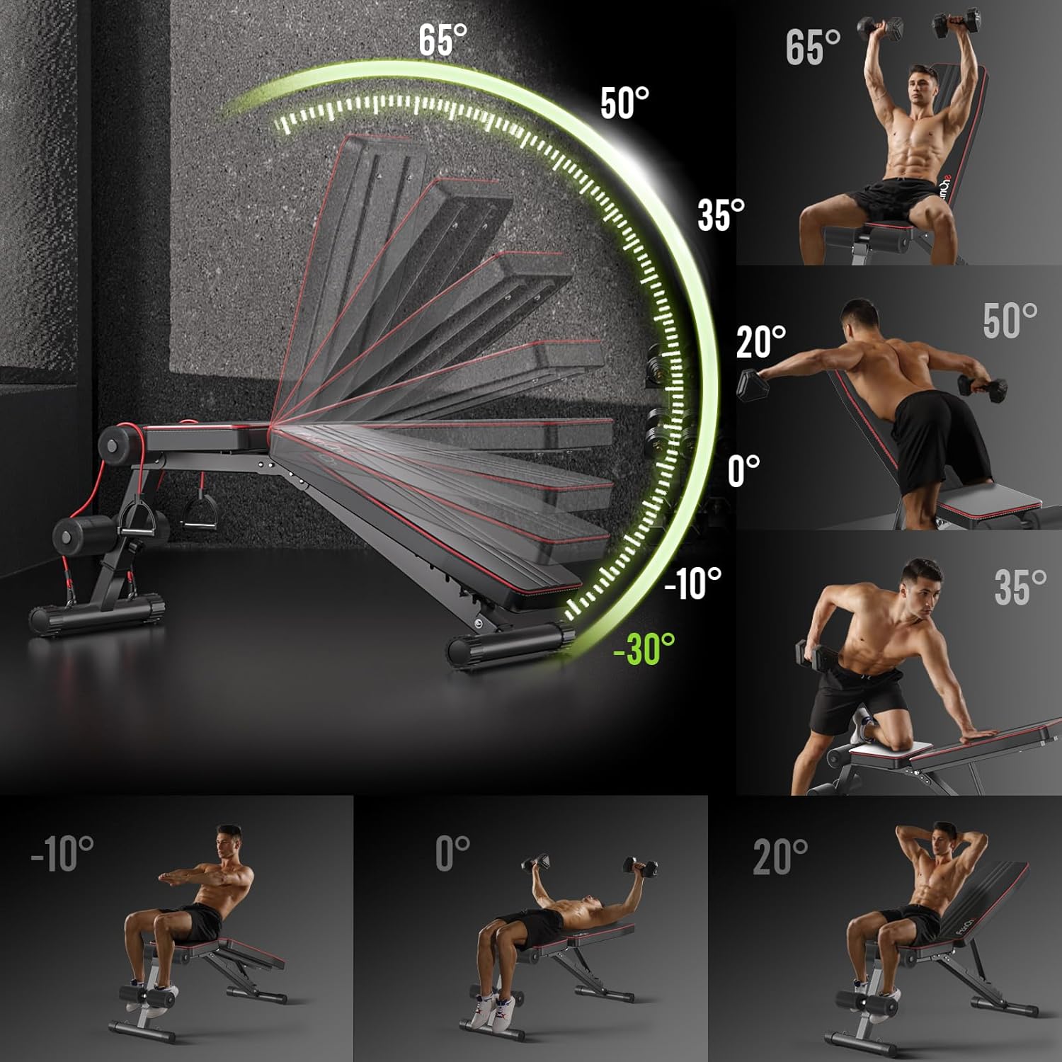 Skiennix Adjustable Folding Weight Bench - 660 lbs Capacity | Multi-Functional Home Gym Equipment