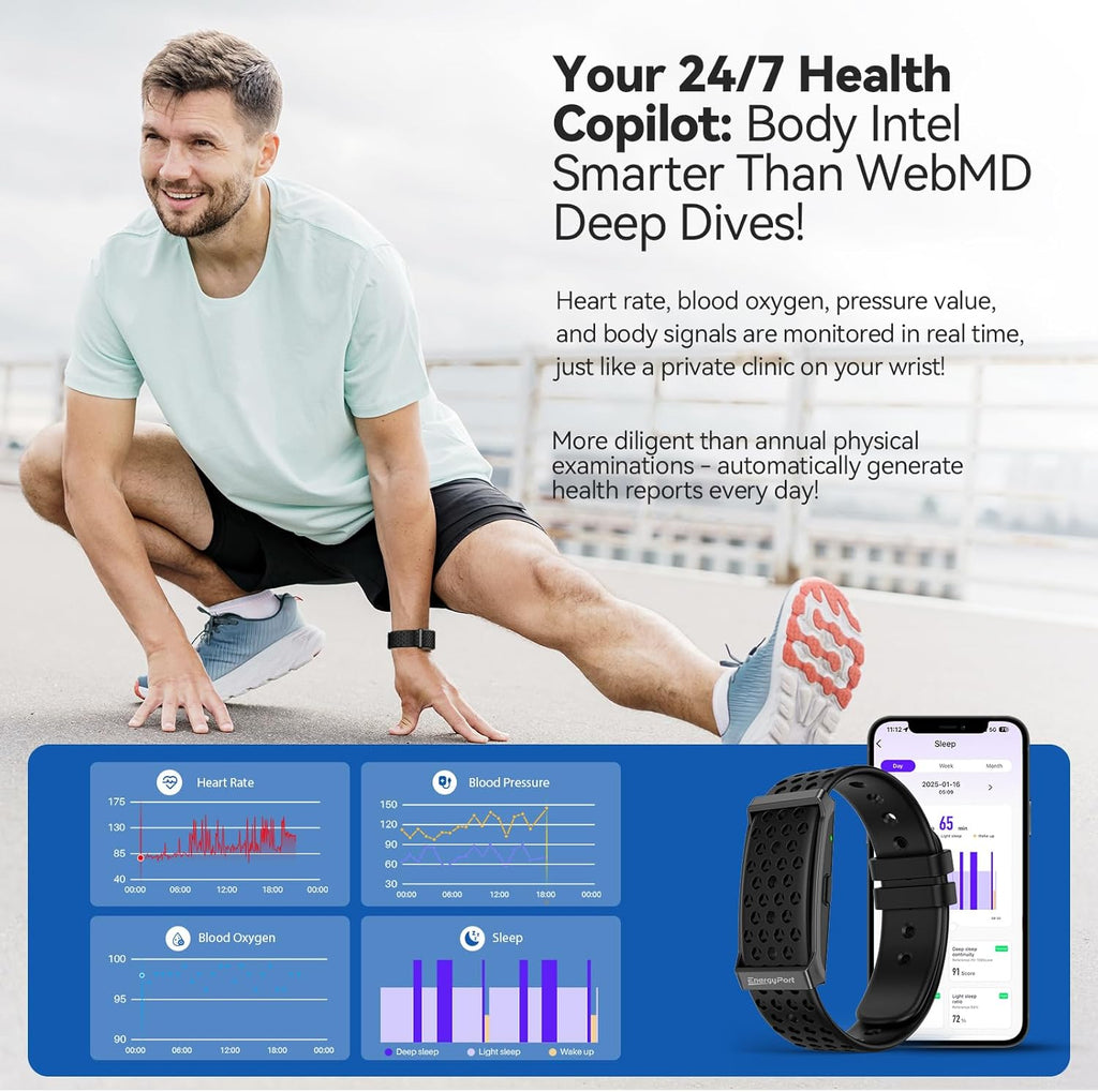 Skiennix Smart Bracelet - Wearable Fitness Tracker with 24-Hour Sleep Monitor & Heart Rate Monitor | Black
