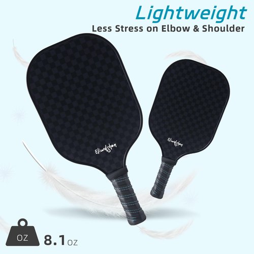 Eliwdshen Pickleball Paddles Set of 4, Fibreglass Pickle-Ball Equipment with 4 Pickleballs, 4 Rackets and Bag, Meets USAPA Standards, 13MM Polypropylene Honeycomb Core Rackets for Men, Women, Kids