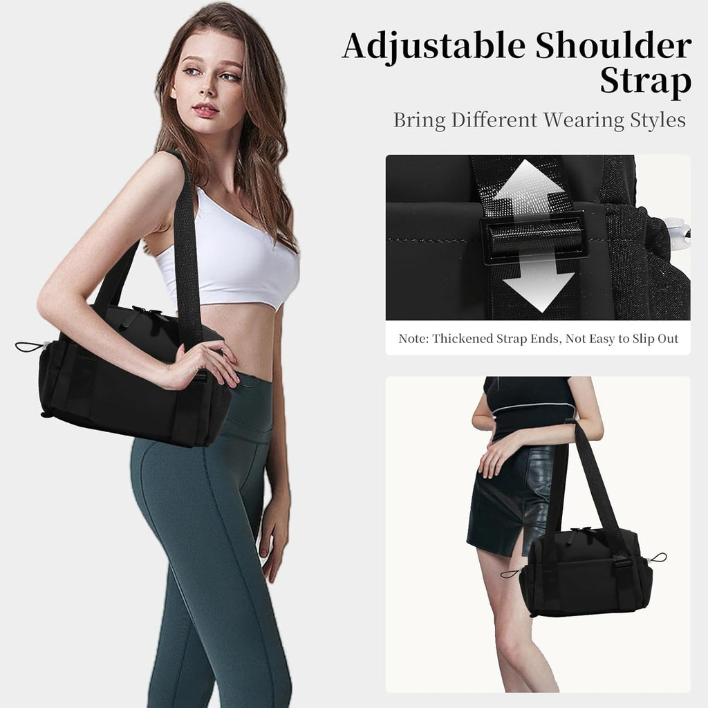 Skiennix Small Gym Bag - Mini Duffle Tote with Wet Compartment for Workout | Black