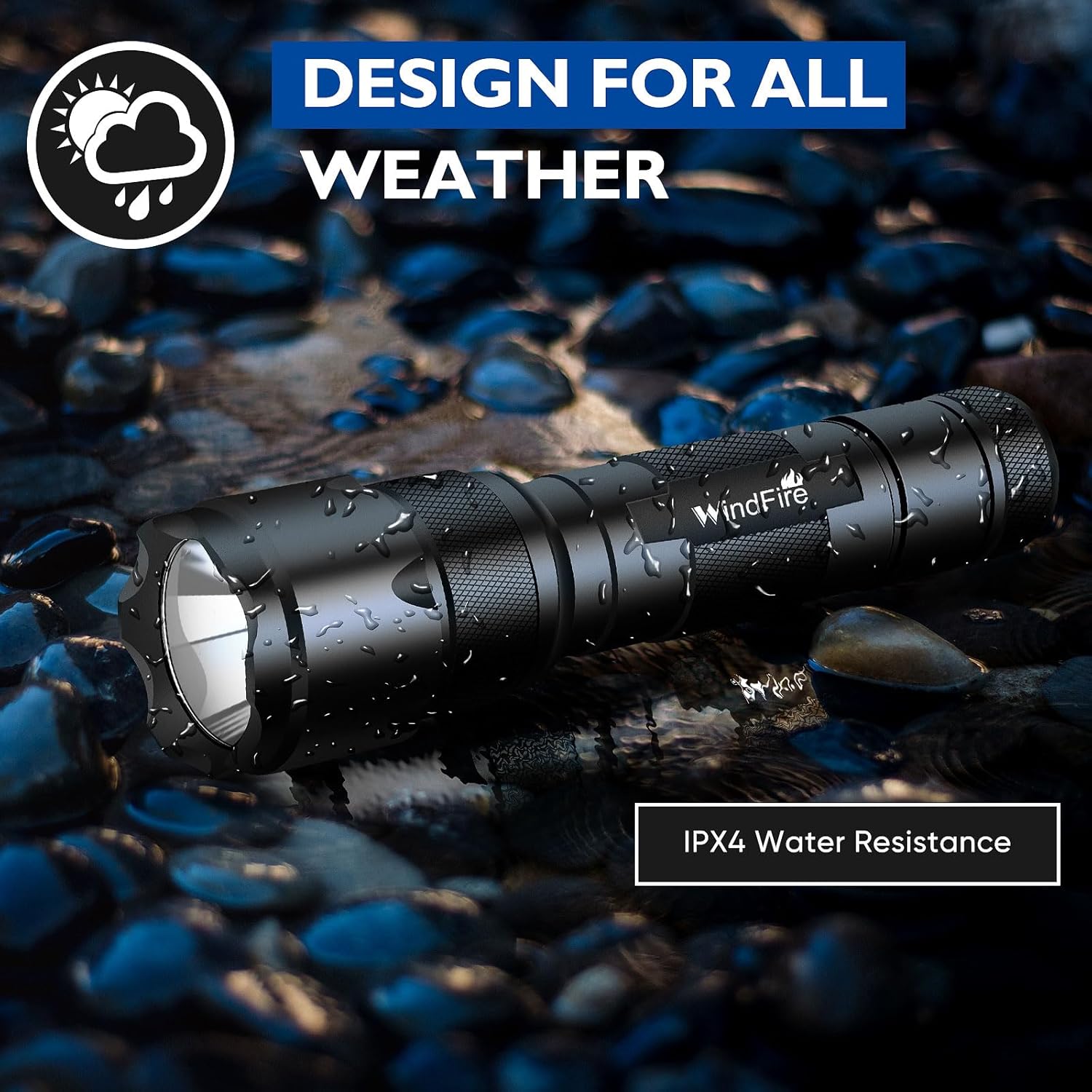 WINDFRIE LED Tactical Flashlights - 2 Pack Bright EDC Handheld Lights | Water-Resistant Portable Design
