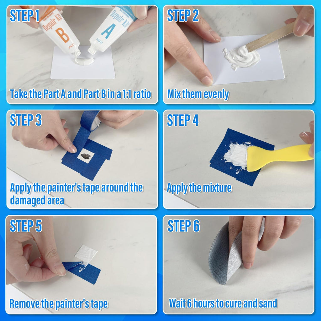 Regine Switzerland Tub Repair Kit - Fix Chips, Cracks & Scratches on Enamel, Fiberglass, Acrylic | White