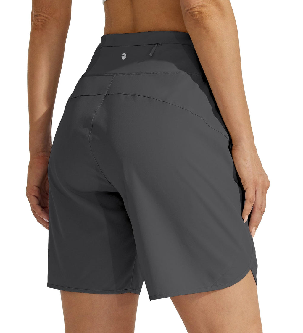 Willit Women's Athletic Running Shorts 5" Quick Dry Workout Hiking High Waisted Active Gym Exercise Zipper Pocket Dark Grey L