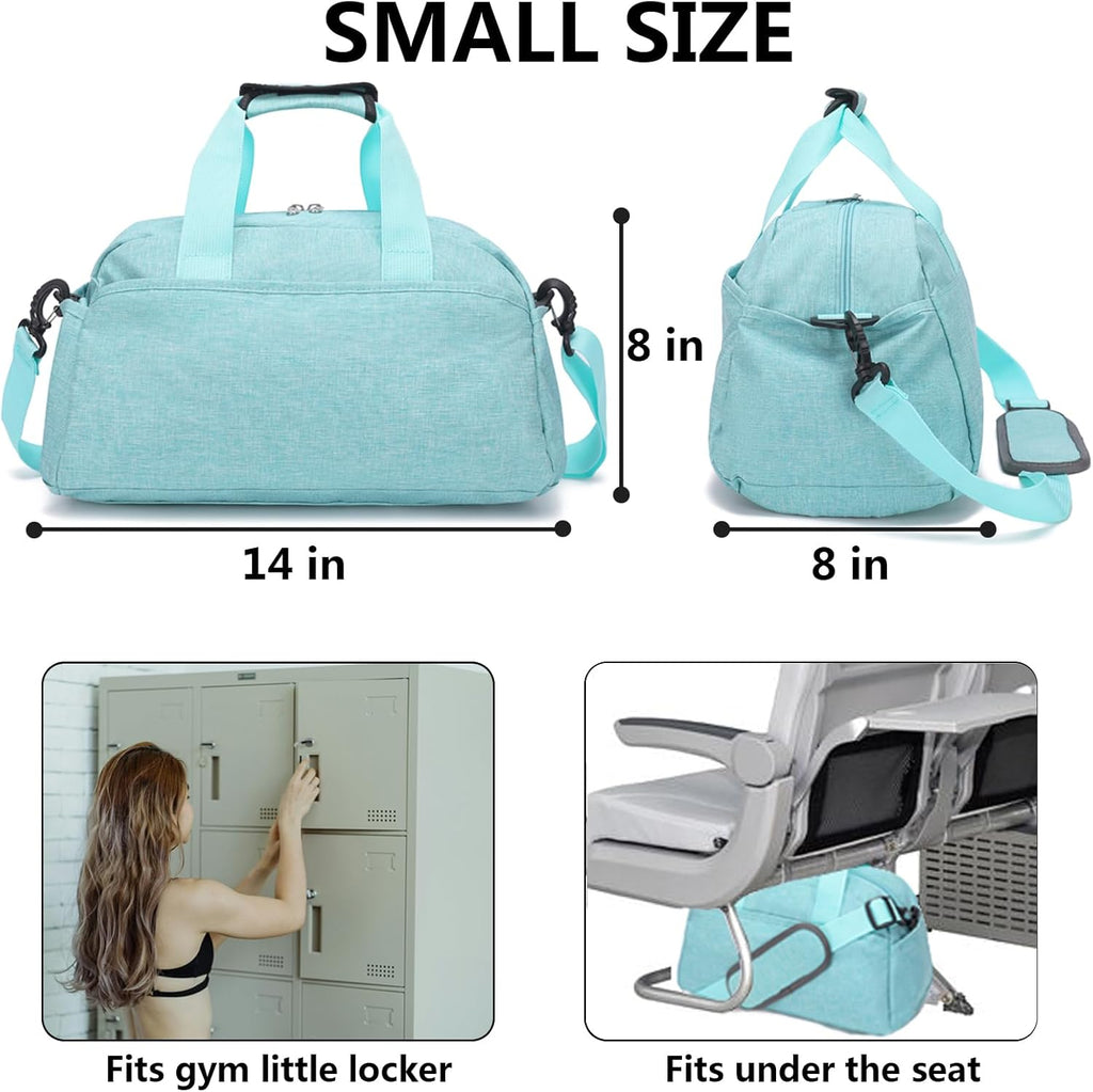 Skiennix 14-Inch Mini Duffel Bag - Lightweight Gym Bag for Travel | Stylish Light Green Design