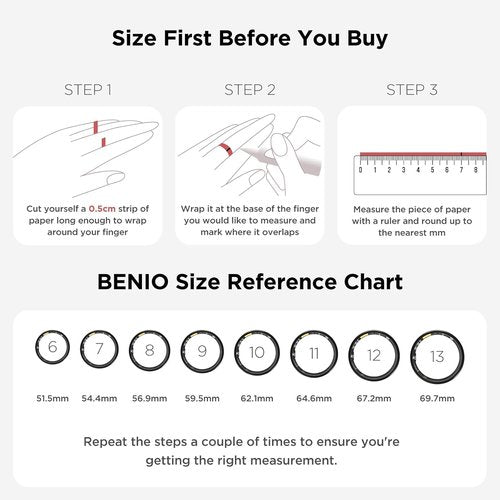 BENIO Gen 2 Smart Ring - Heart Rate & Fitness Tracker | 5ATM Waterproof, Sleep & Blood Oxygen Monitor for iOS/Android