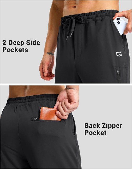 G Gradual Men's Joggers - Athletic Workout Pants with Zipper Pockets | Stretchy Gym Sweatpants