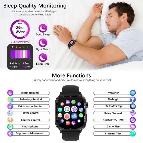 Smart Watches for Men (Answer/Make Call), Fitness Tracker with 123 Sport Modes, Heart Rate Monitor, Spo2, Step Counter, Sleep Tracker, IP68 Waterproof Sports Watch, Fitness Watch for iPhone ＆ Android