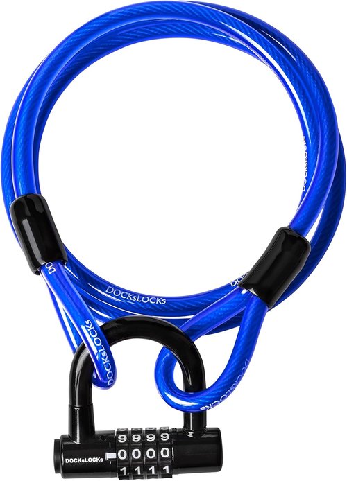 DocksLocks Security Cable Lock Set - Weatherproof Keyless U-Lock with Anti-Theft Design | 5' to 25' Length