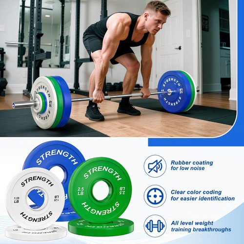 XDDIAS 2-Inch Bumper Plates, Barbell Rubber Olympic Weight Plates Set for Home Gym Strength Training, 20-260lbs, Multiple Options (1.25LB Pair)