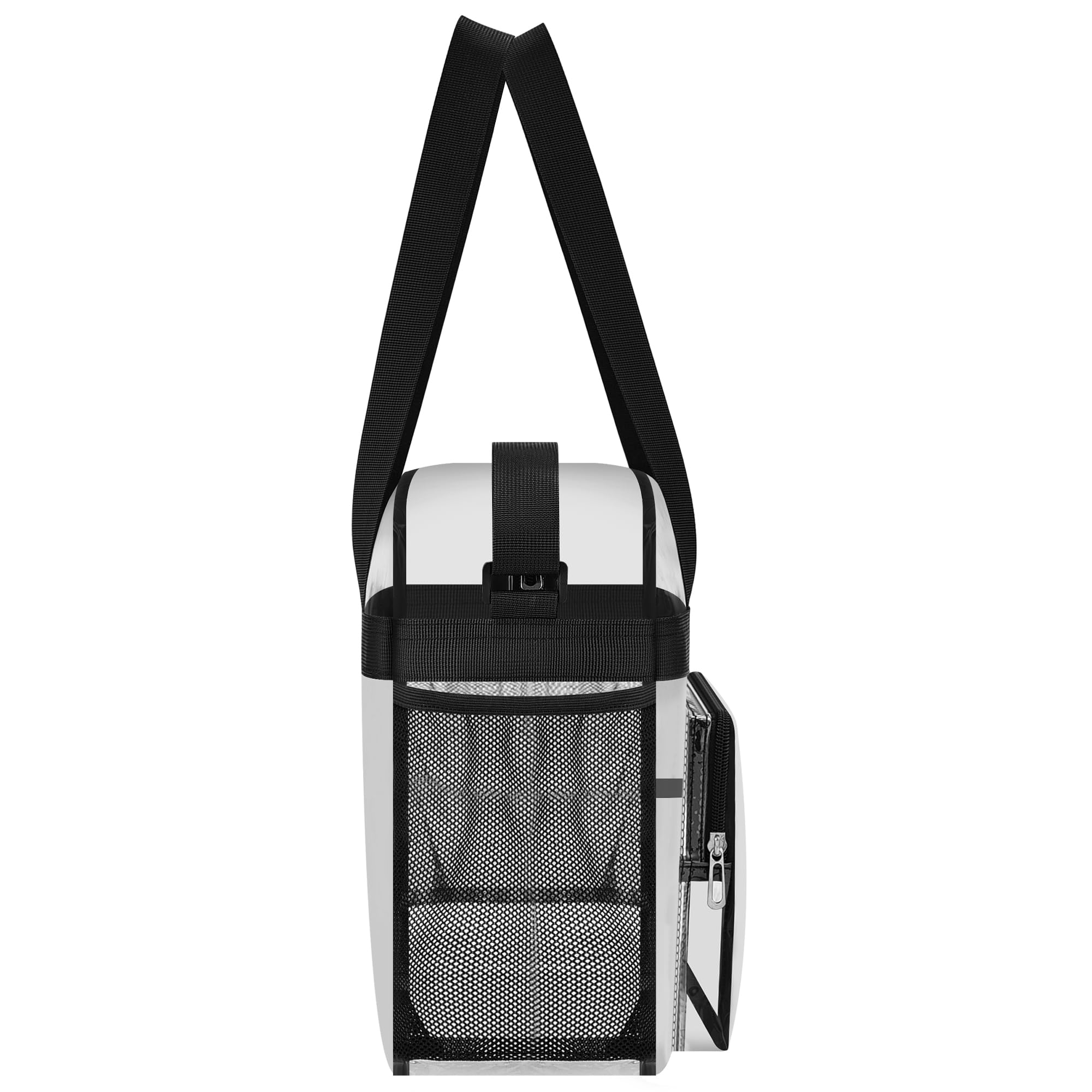 XCU Clear Bag for Stadium Events Clear Tote Bag for Women & Men 12x6x12 Clear Stadium Bag with Zipper Pocket Lunch Bags for Work Sports Games Concert Gym, Black