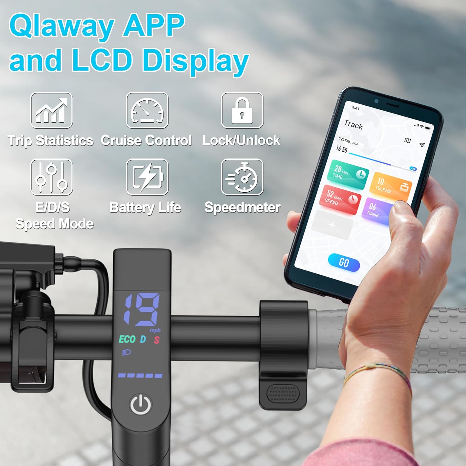 Qlaway 8.5" E-Scooter for Adults - 19/22 MPH Speed, 350/500W Motor, 22 Miles Range, Foldable, 265 LBS Capacity